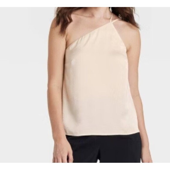 NEW A New Day Women's Size M Medium One Shoulder Tank Top Cream NWOT - Picture 1 of 4